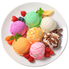 plate with ice cream balls